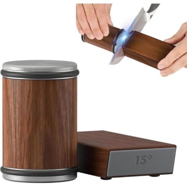 Knife sharpener with rollers, with industrial diamond at 15 and 20 degrees for knife sharpening, knife sharpening system with rollers