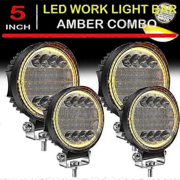 4x gule LED-arbeidslys for terreng-SUV runde tåkelys