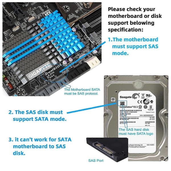 Lemonda SF-008 SFF-8482 SAS 29Pin til SATA 22Pin Harddisk Raid Forlængeradapter med 10 cm kabel