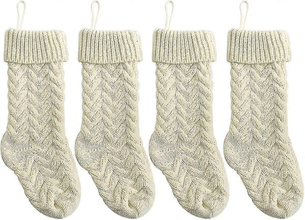 Stickade julstrumpor, 4-pack 18\" stora vinröda julstrumpor