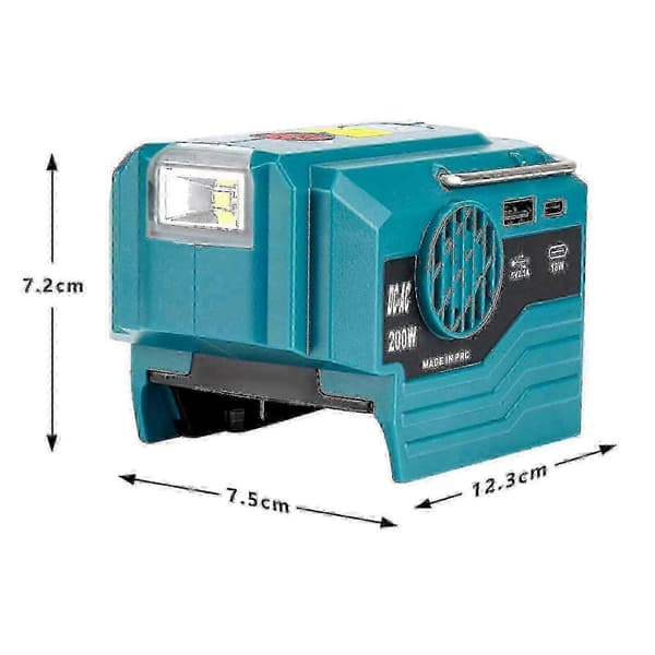 200W 18V bærbar strømomformer med 280LM LED-lys, konverterer DC til AC 120V/230V