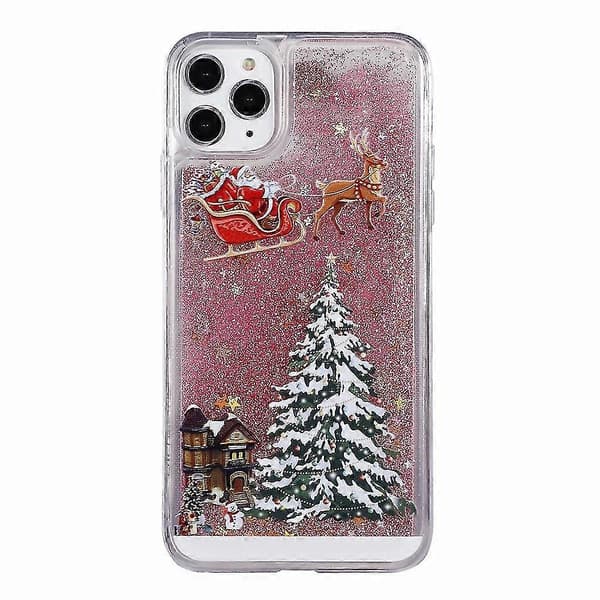 Jule-glitterdeksel til mobiltelefon Pink For iPhone 12Pro