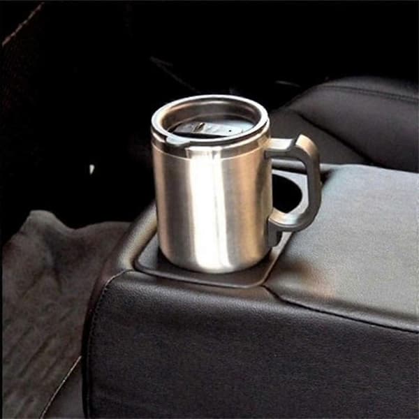 12V Rostfri Bilvärmemugg Bärbar Elektrisk Resetermos 400ml Silver