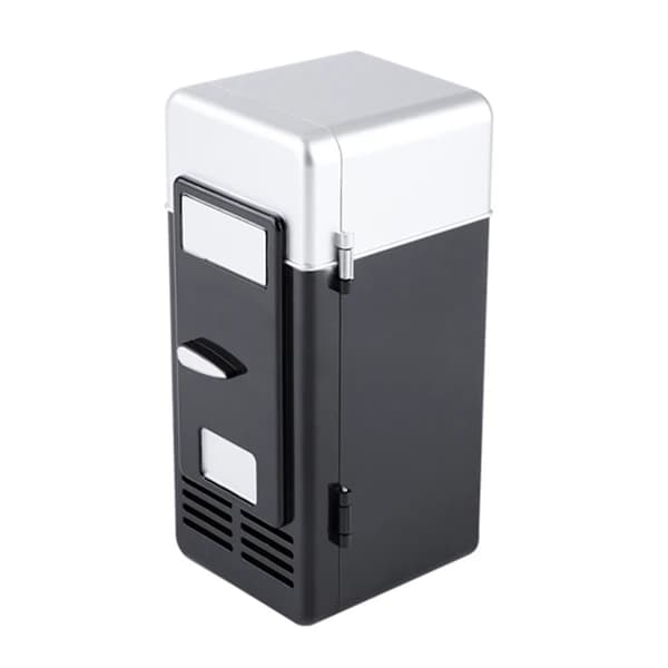 LED Mini USB Refrigerator for Drinks and Cans - Black Portable Cooler and Warmer Black