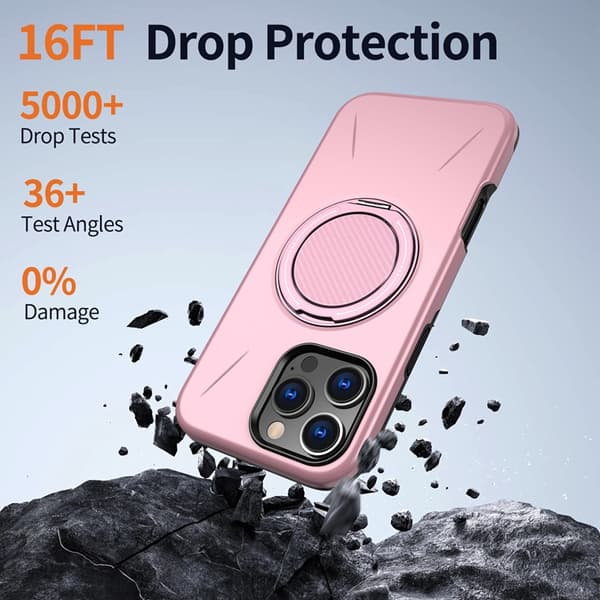 Mobilskal för iPhone 16 Pro MagSafe Roterande Stöd TPU + PC Rosa 75