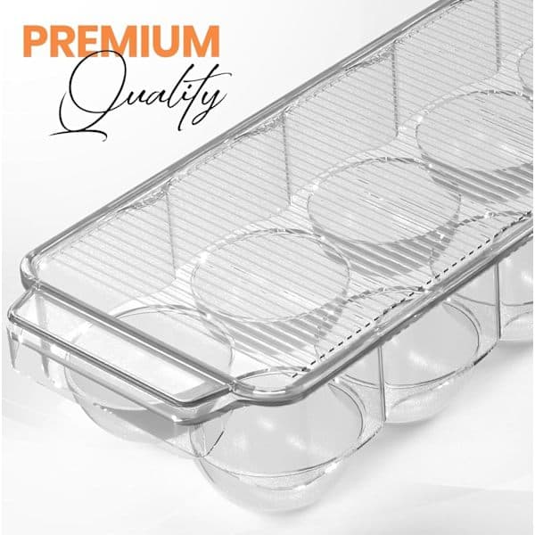 【14y】Egg Storage Container for Refrigerator, 14-Egg Tray with Lid and Handle, Clear, 2-Pack