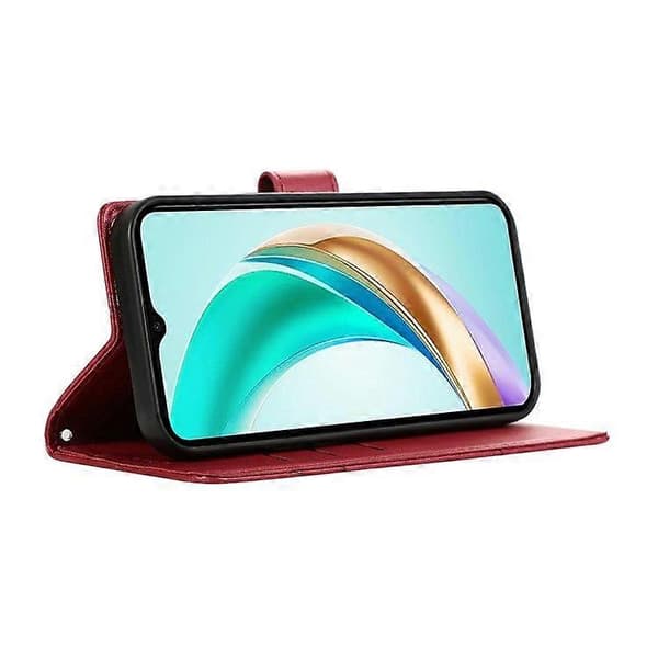 För Honor Magic7 Lite 5G Telefonfodral Linjeavtryck Läder Plånboksfodral Red