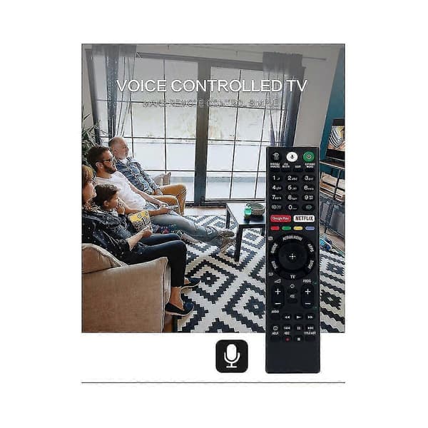 Erstatningsstemmefjernkontroll for RMF-TX300E RMF-TX310E 4K Ultra HD Smart TV Black