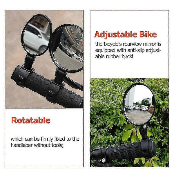 2 st roterbara justerbara motorcykelbackspeglar Black 14X8CM
