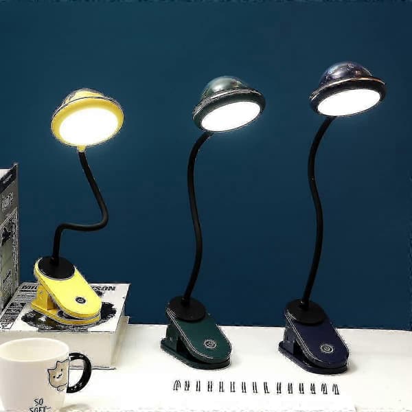 LED klemme leselys for barn, USB oppladbar stjerneprojeksjonslampe blå