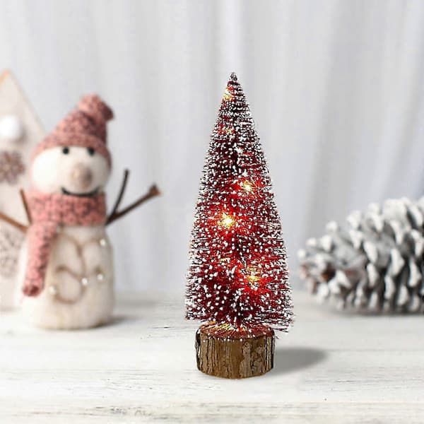 Julgran Röd LED Mini Belyst Skrivbordsdekoration Scenlayout Red Free Size