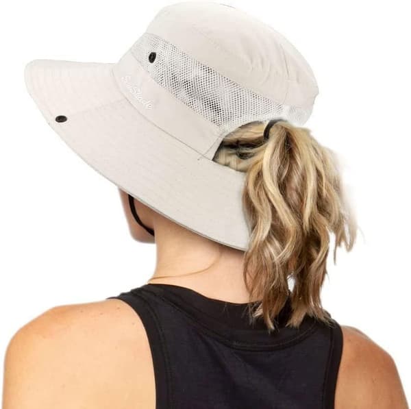Mesh Hästsvans Solhatt Kvinnor Bred Brätte Vindtätt Rep Solhatt Strand Sommar Sval Keps