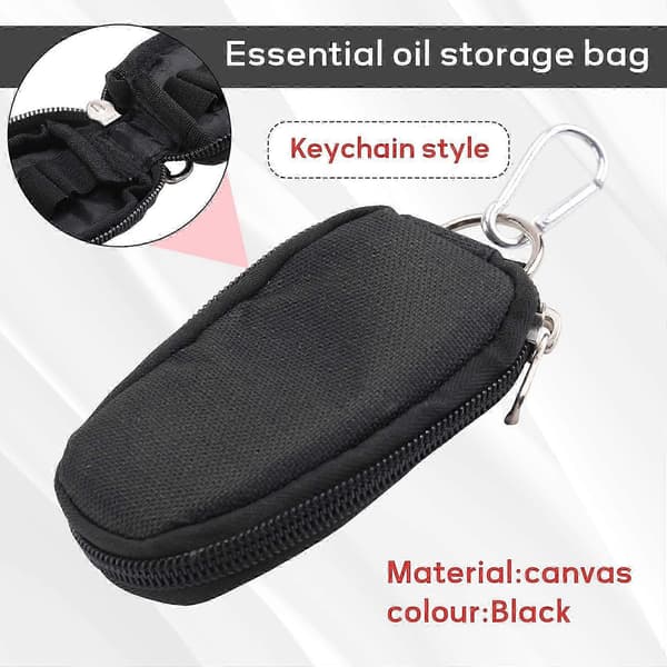 Resefodral för eteriska oljor, nyckelringsstil för 10 flaskor (2 ml vardera) – svart Black