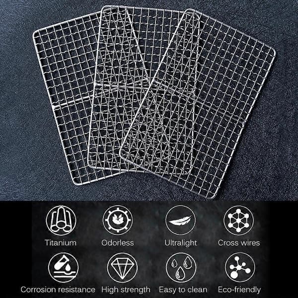 [14]Titanium Grillplate Ultralight Grill Grate BBQ Wire Mesh Baking Roasting Cooling Net Plate for Outdoor Camping Backpacking Picnic