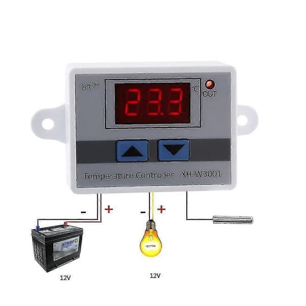 12V digital temperaturregulator med LED-display för exakt kontroll White