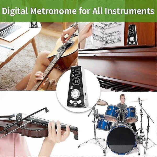 Justerbar digital metronom för musikinstrument Piano Gitarr Violin White