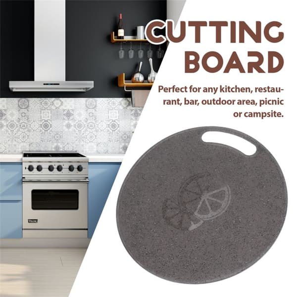 Plastic Cutting Board for Kitchen, Round Baking Board, Fruit and Vegetable Cutting Board with Handle, 31 cm