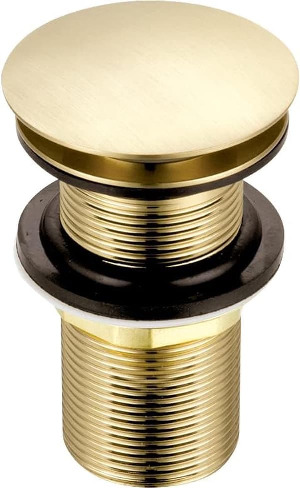 Replacement Basin Plug, Domed Clicker, Brushed Brass, Round, Standard Connection, G 1 1/4\" BSP, 1 pc.