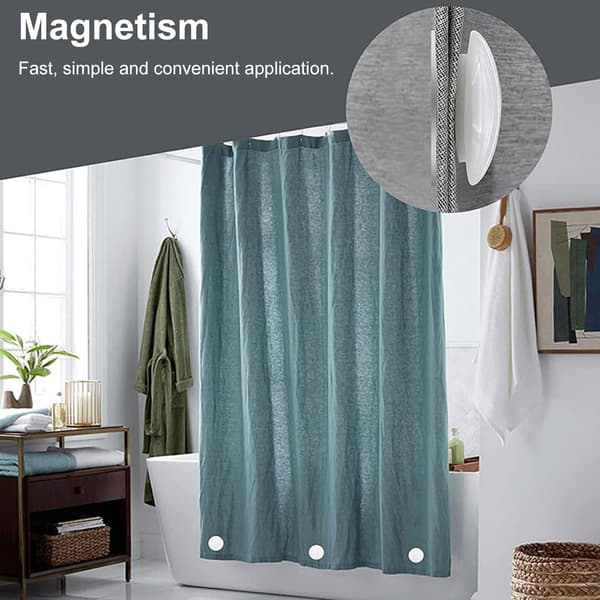 4 st magnetiska duschdraperivikter, vattentäta, kraftiga gardinvikter, bottenbadrumsgardinviktsklämmor (vit)