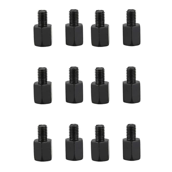 12 motorsykkel speiladaptere, konverterer 8mm til 10mm, svart Black