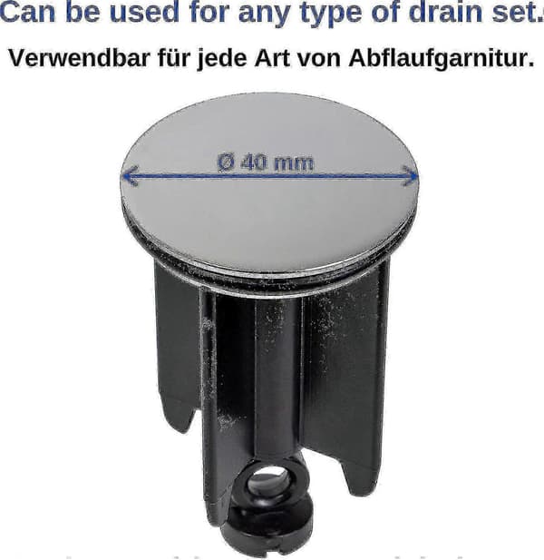 40 mm universell kromad diskbänkspropp för badrumsavlopp