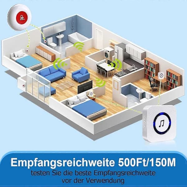 [14](Pow yeah!) Emergency Button for Elderly/Bracelet for Elderly/Alarm Button/Wireless Transmitter/Alarm for Elderly/Home Alarm Receiver 150 Meter Range