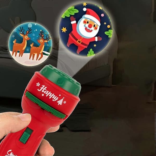 Børns juleprojektorlommelygte med 24 mønstre til godnathistorier og julefester