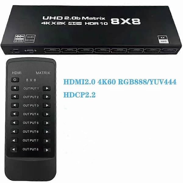 8 x 8 HDMI Matrix Switch Converter 4K 60Hz HDCP2.2 Dekoder HDMI 2.0 Digital Matrix Splitter med Fjernkontroll