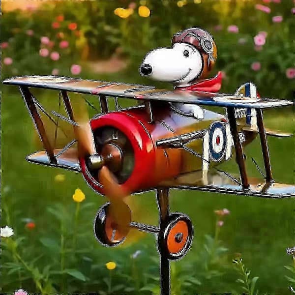 Snoopy Pilot Hagevindfløy Vindmølle Utendørs Gårdsplassdekorasjon med Roterende Propelldesign - bhp2