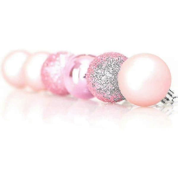 24 rosa julepynt, matt, glitter juletre