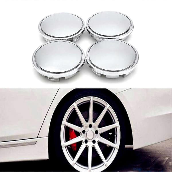 4 stk. bilhjulssenterkapsel for SUV, universell plastfelgdeksel, robust design Silver
