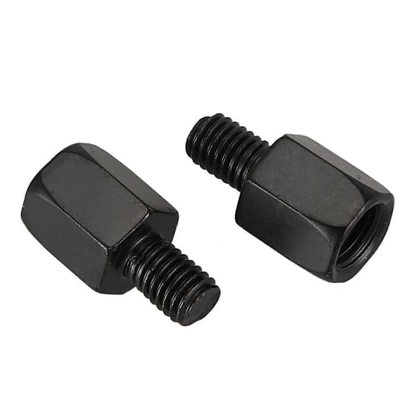 12 Motorcykelspejladaptere, konverterer 8 mm til 10 mm, sort Black