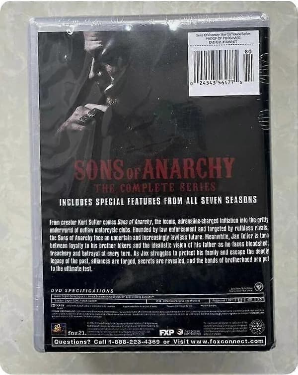 Sons of Anarchy: The Complete Series Sesonger 1-7 (DVD, 2018, 30-Disc Box Set) engelsk versjon