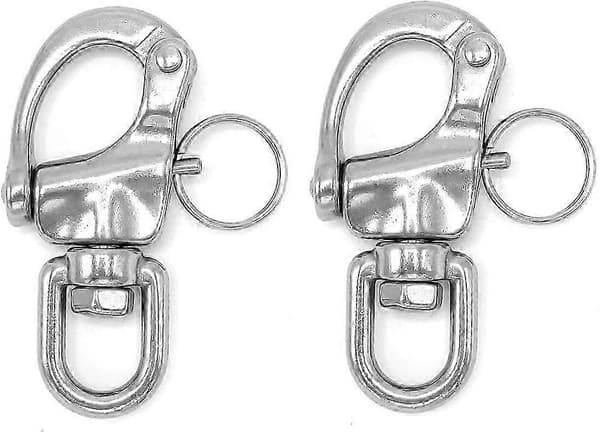 2 STK Svingbart Øye Snap Sjakkel Hurtigutløser Krok Rigging Seilbåt 316 Rustfritt Stål Marine Klips (Sølv)