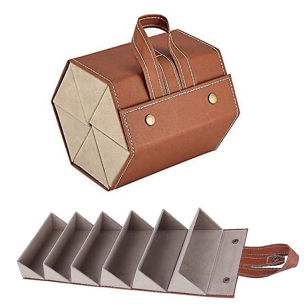 Solbrilleorganizer 5/6 rum Rejseetui til briller Flere par Brun Brown hexagonal