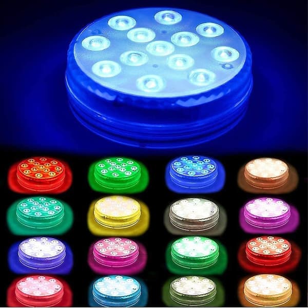 [14]Waterproof Submersible LED Light, IP68 Multi-color Underwater Pool Light with Remote Control Bathtub Light