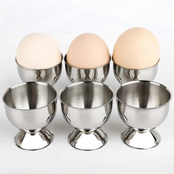 Äggkoppshållare Set Rostfritt Stål Äggbricka Köksredskap 4st, Silver)