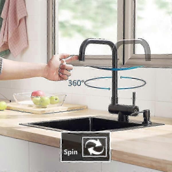 Sammenleggbar kjøkkenkran med doble spraymoduser og 360 rotasjon for vindusvask