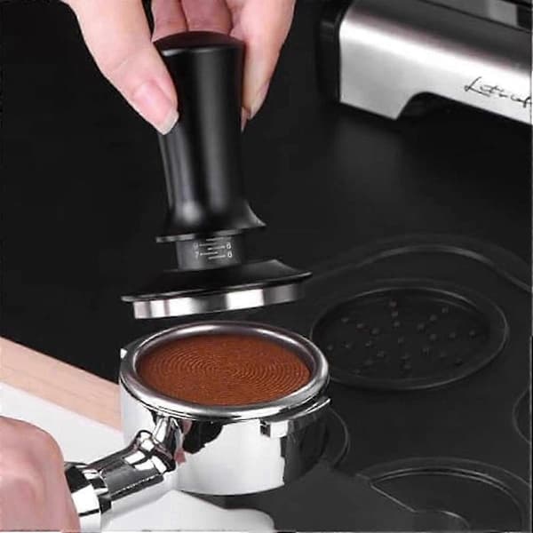 Dybdejusterbar espressostamper for kaffemaskin, håndlastet stamper-sett