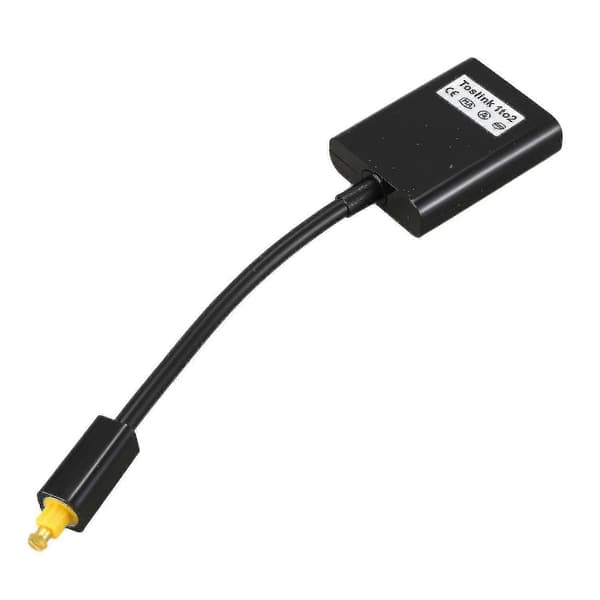 2-veis Toslink-splitter for SPDIF optisk lydsignaldistribusjon black
