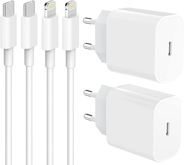 (2-PACK) 2M iPhone 20W USB C snabbladdare OCH USB-C till Lightning-kabel 2 meter