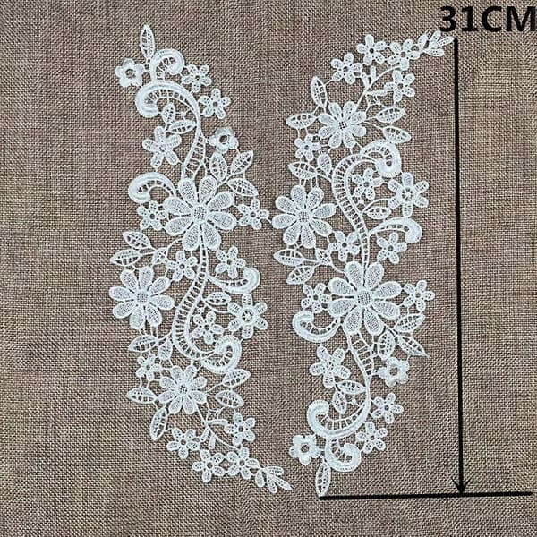 Hul Flora Blomst Blonder Krage Halslinje Broderi Patch Pynt DIY Ny