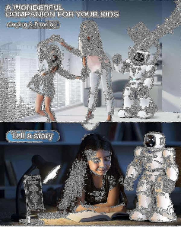 Barnas intelligente robot, stor programmerbar interaktiv fjernkontrollrobot med stemmestyring