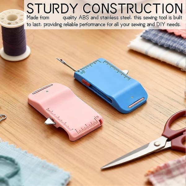 Multifunksjonell magnetisk sømguide, innebygd sømspreder og kantguide, dobbeltskala merkingssymaskinguide (2 STK) Pink   blue