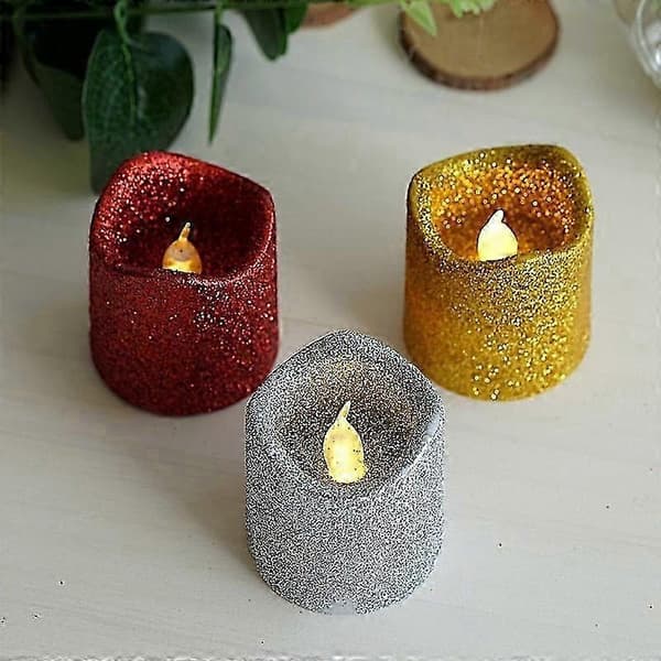 BalsaCircle 12 røde glitter LED batteri telys for fest bryllup midtpunkt dekor Red