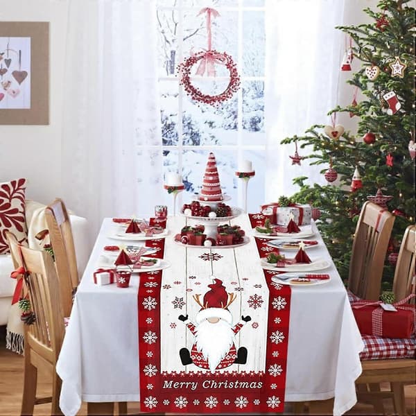 Julbordslöpare - Bordsdekoration med tomte och älg