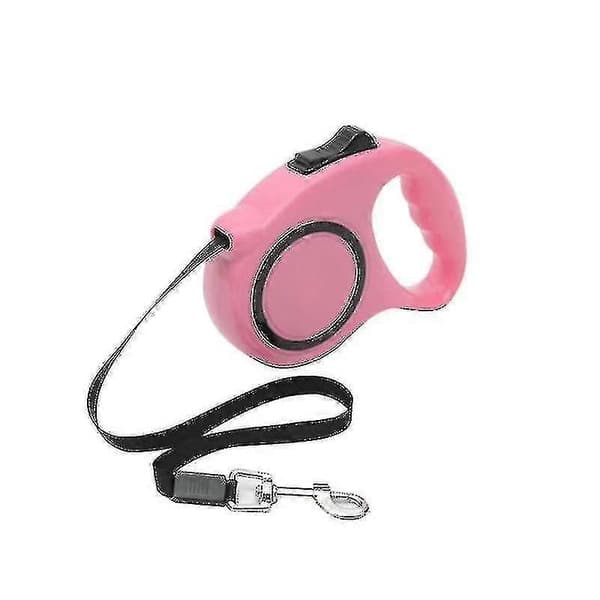 Infällbart koppel för husdjur, automatiskt utdragbart koppel för husdjur, längd: 3m (rosa)