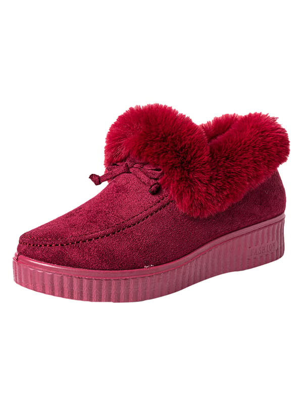 Mode Kvinnor Mockasiner med Plyschfoder Håller Varma Loafers Röda Röd US 10