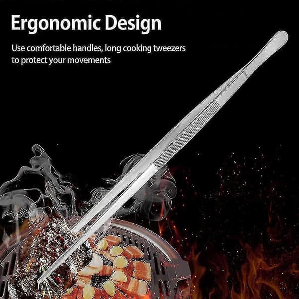 Matlagingspinsett Rustfritt Stål Lang, 2 stk Matlagingspinsett Rustfritt Stål, Grillpinsett (30cm)