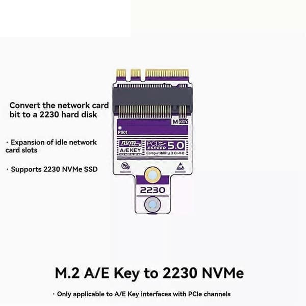 M.2 Key A E till M.2 NVMe 2230 SSD-adapterkort stöder 2230 NVMe SSD Mini PC Soft Router lagringsförlängningskort